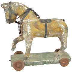Antique Painted Wood Toy Horse