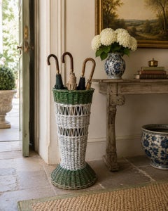Late 19th Century Painted Wicker Umbrella Basket