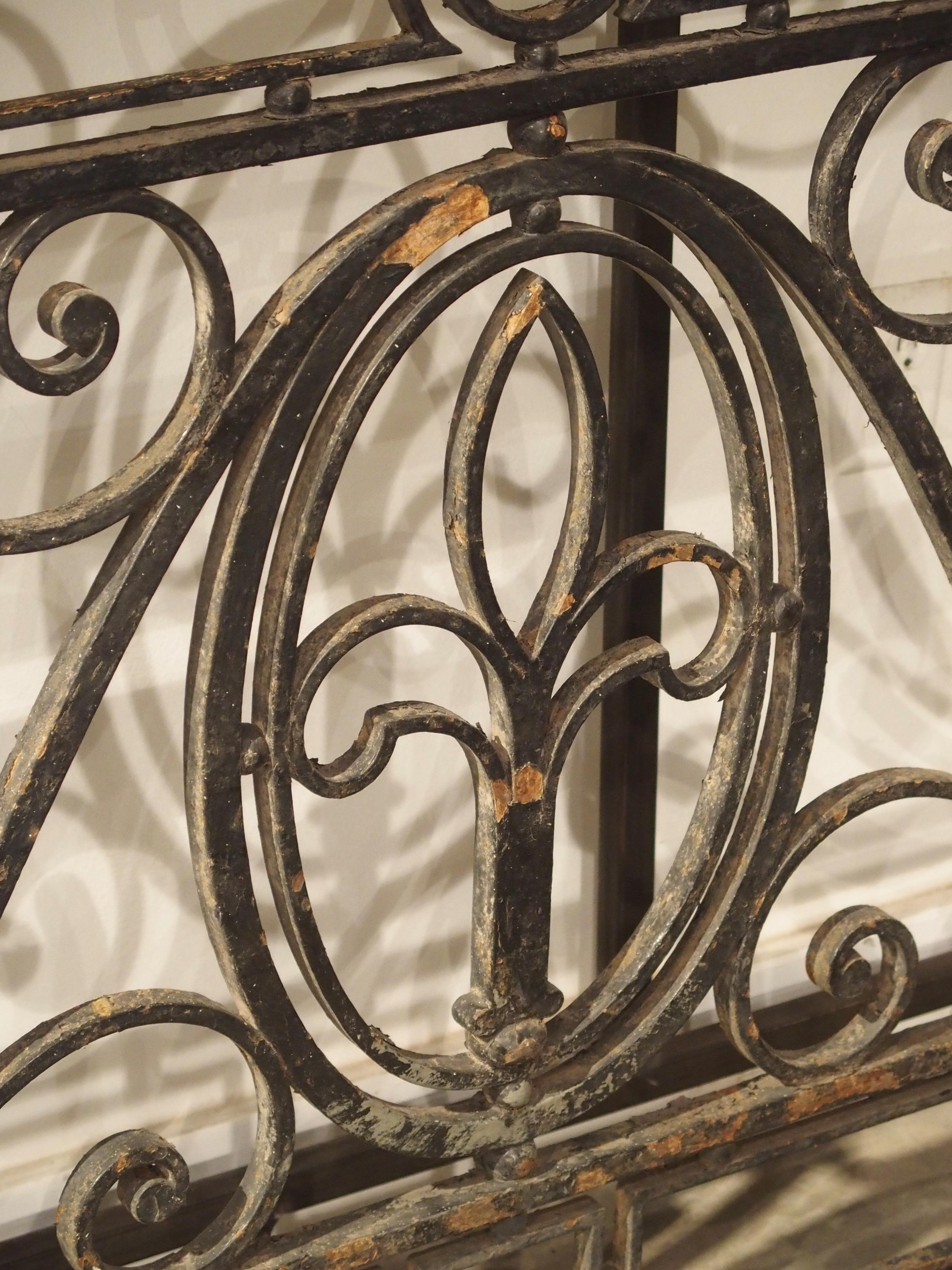 Argentine Antique Painted Wrought Iron Balcony Gate Console with Beveled Limestone Top