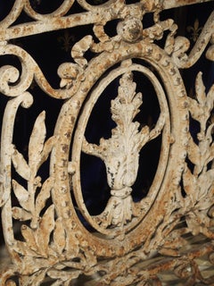 Antique Painted Wrought Iron Balcony Gate Console with Limestone Top