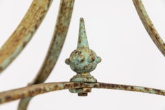 Antique Painted Wrought Iron Strapwork Garden Table Glazed Top. c.1940