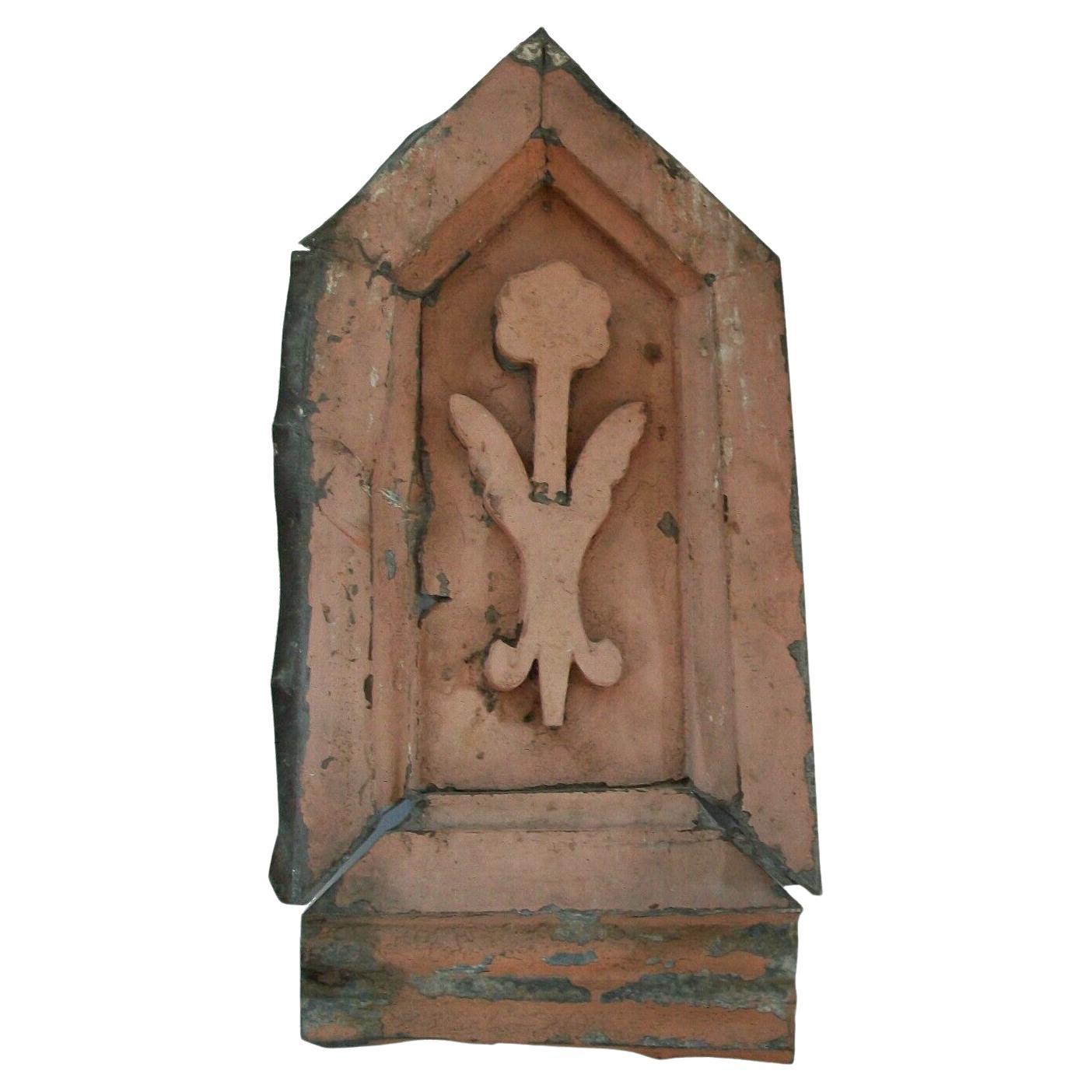 Antique Painted Zinc Architectural Element with Fleurs De Lis, Canada, C.1880 For Sale