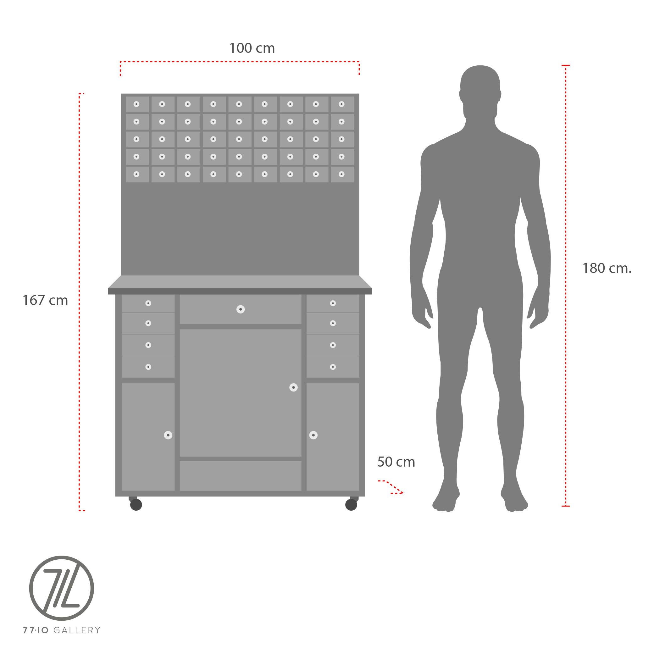 Antico cassettone da pittore con pomelli in porcellana in vendita 1
