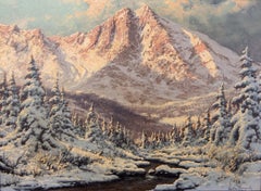 Antique Painting Alpine Landscape by Lazlo Neogrady