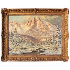 Antique Painting Alpine Landscape by Lazlo Neogrady