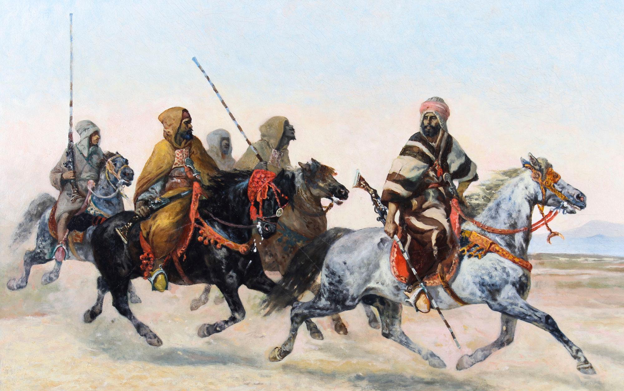 Antique Painting Bedouin War Party by Giuseppe Raggio 1883 19th Century In Good Condition In London, GB