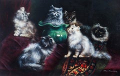 Antique Painting by Agnes Augusta Talboys of Persian Kittens 19th Century