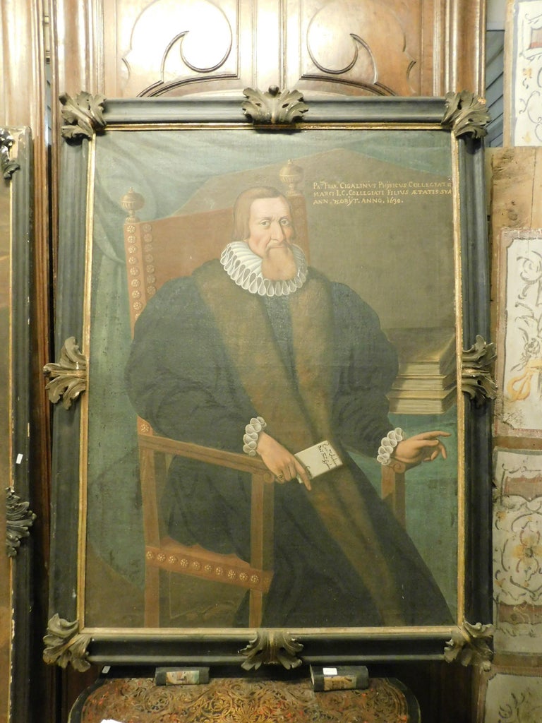 Antikes Gemälde, das einen Arzt der Adelsfamilie Cigalini darstellt, 1600, Italien im Angebot ...