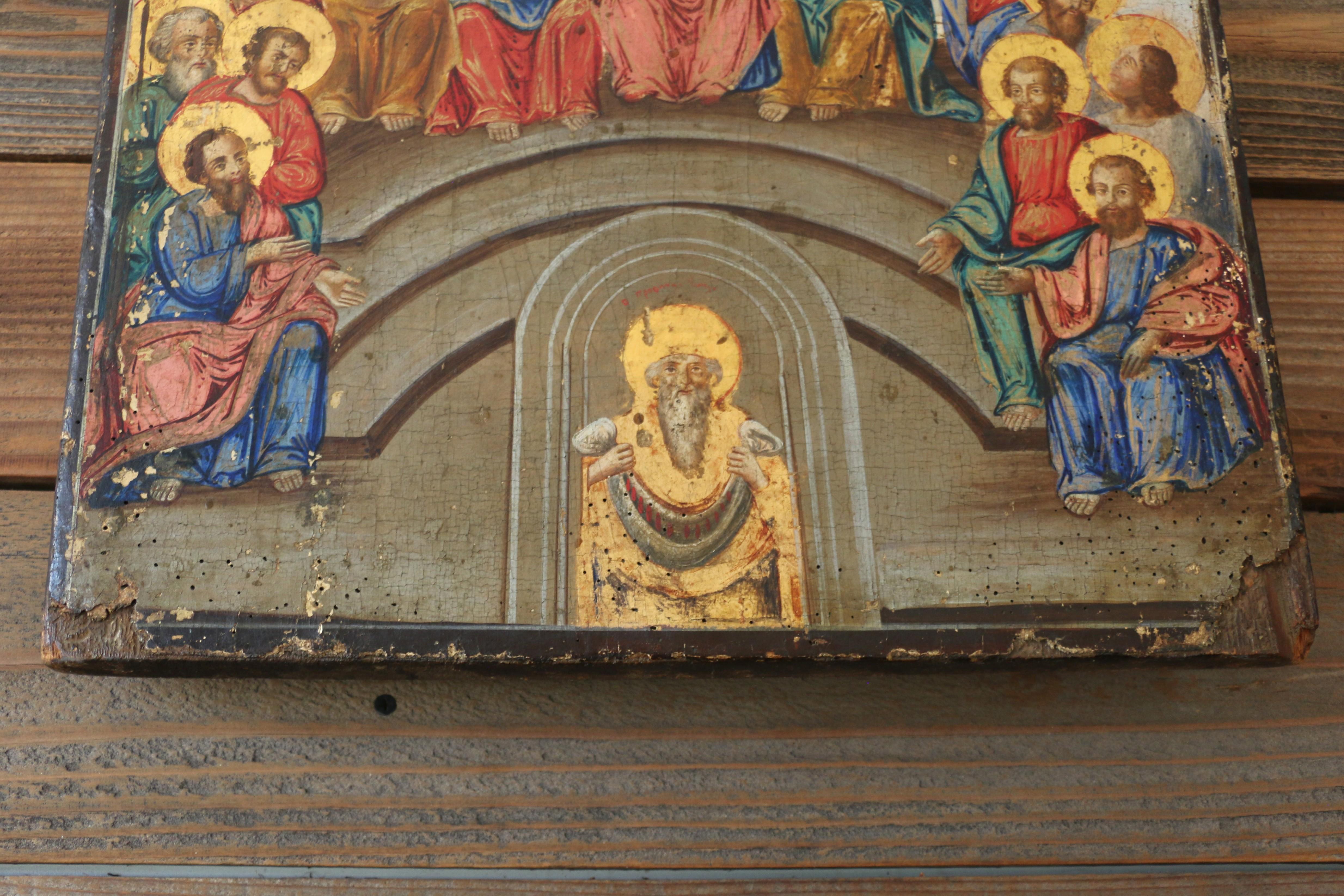 Peinture ancienne Descente de l'Esprit Saint sur les Apôtres en vente 6