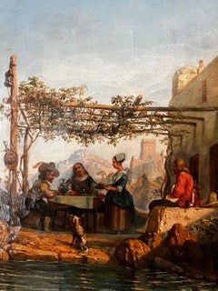 Antique Painting Eugene Lepoittevin Signed and Dated 1851 Mediterranean Marina