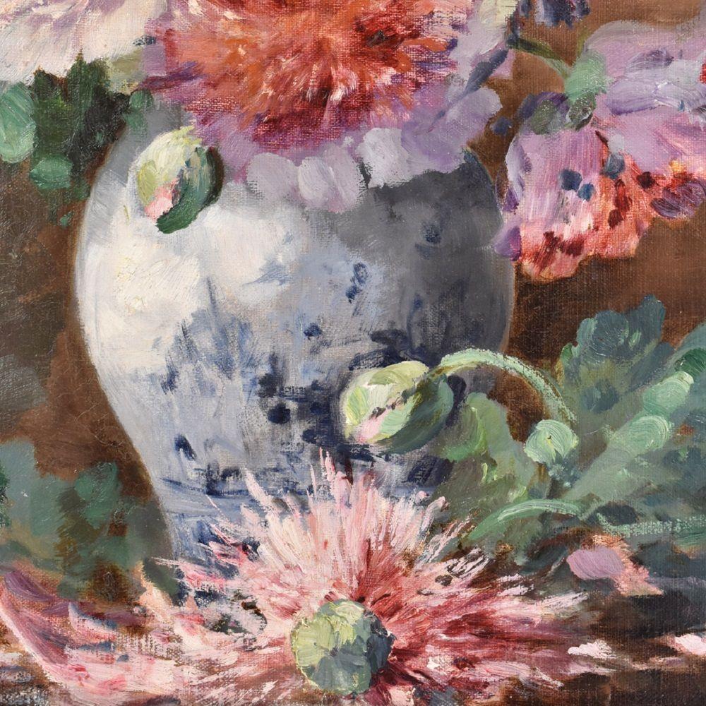 Antique Painting, Flower Painting, Peonies Flowers, Oil on Canvas, 19th Century In Good Condition In Breganze, VI