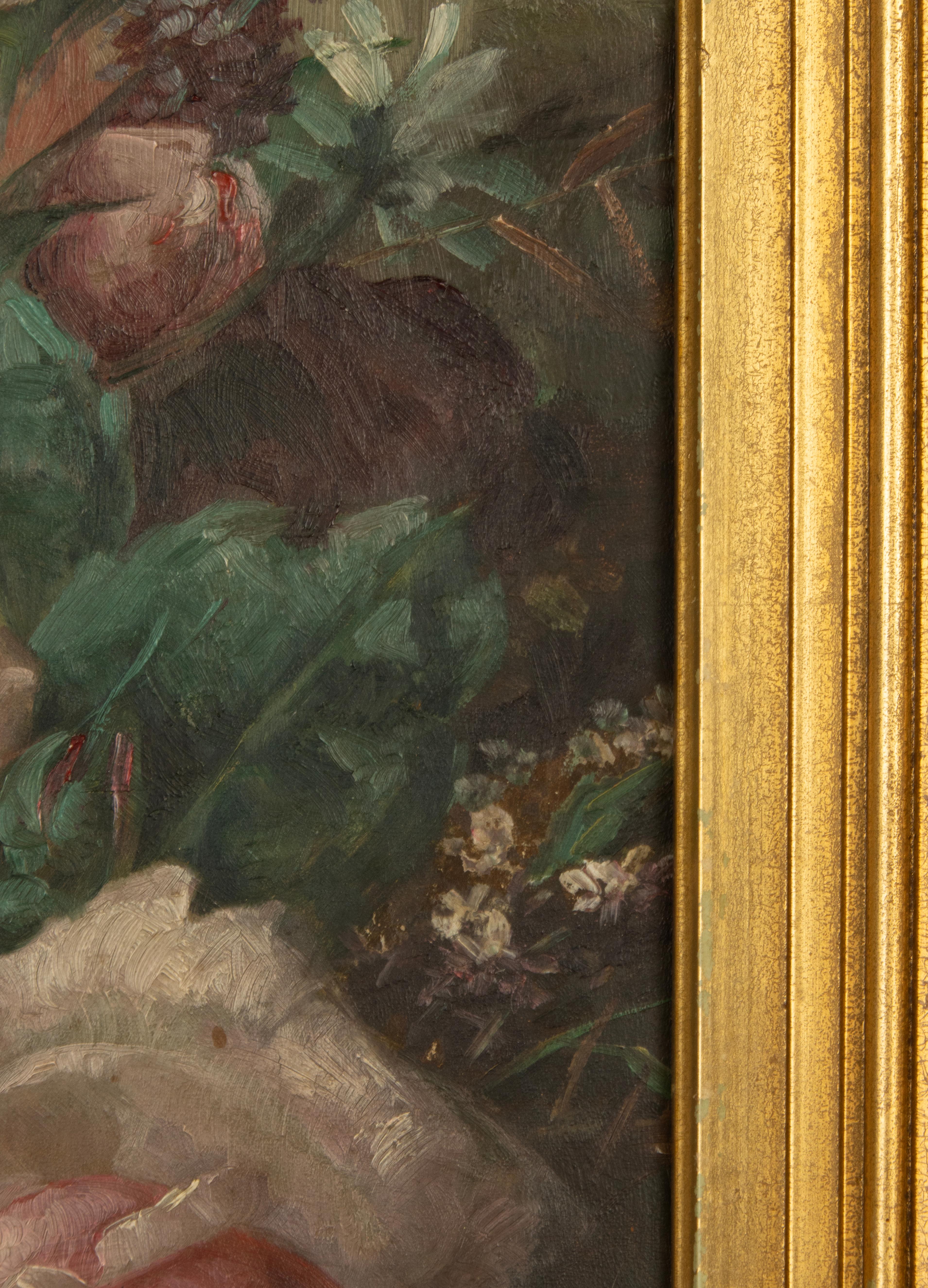 Pittura antica - Natura morta floreale Rose rosa - di Marie Verhas - 1891 in vendita 4