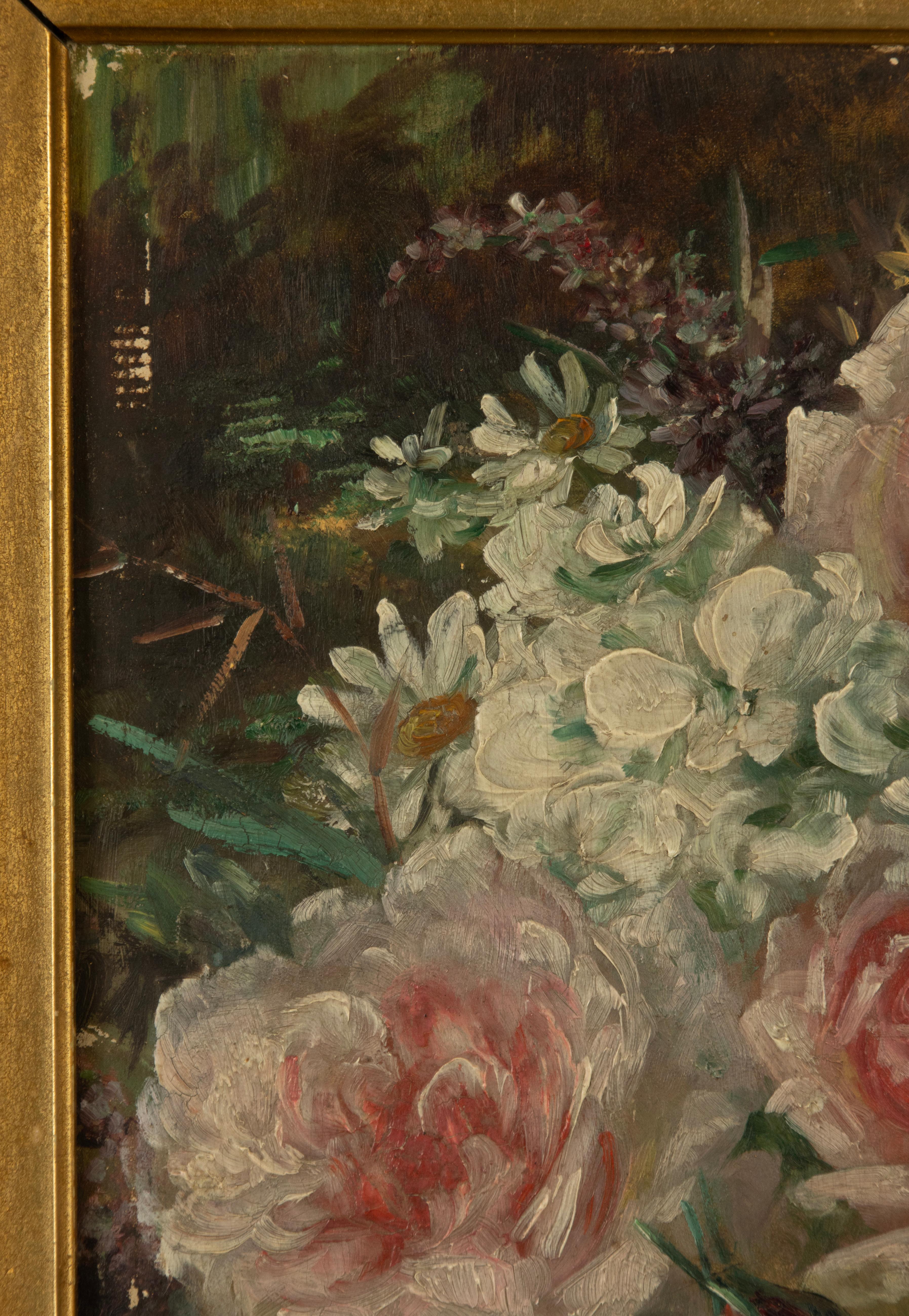 Pittura antica - Natura morta floreale Rose rosa - di Marie Verhas - 1891 In condizioni buone in vendita a Casteren, Noord-Brabant