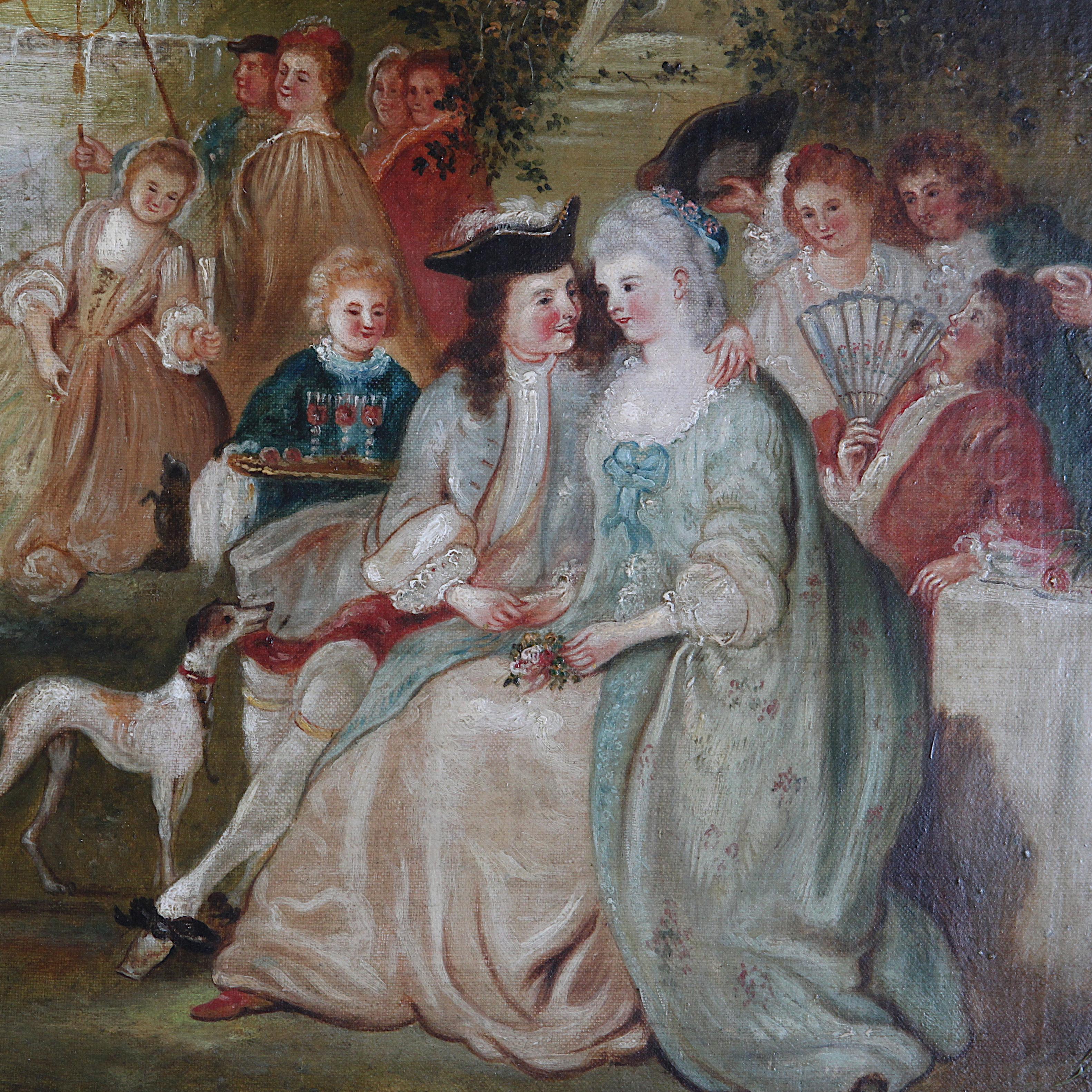 Antique Painting in the Manner of Antoine Watteau In Good Condition In Vancouver, British Columbia
