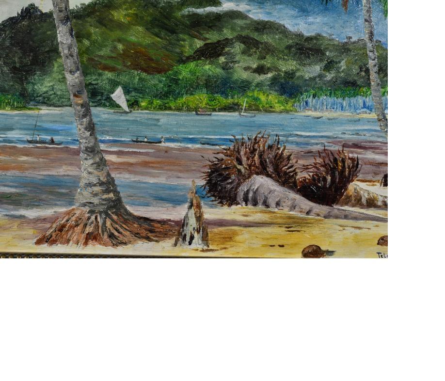 Peinture ancienne# Indonésie Sumatra Telukbetung 1931 Signature de l'artiste Bandar Lampung en vente 5