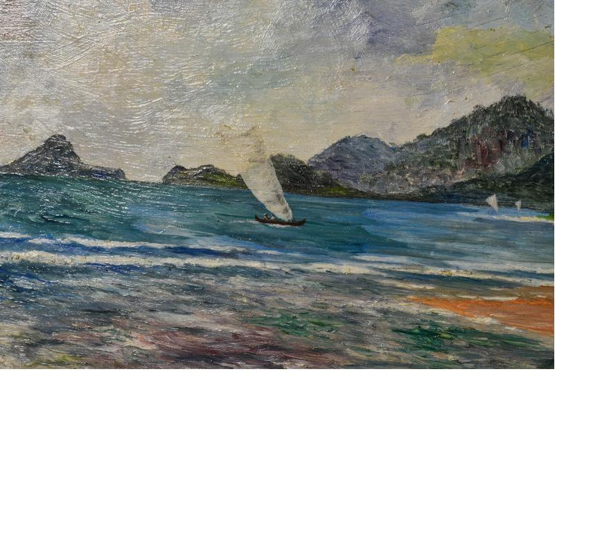Peinture ancienne# Indonésie Sumatra Telukbetung 1931 Signature de l'artiste Bandar Lampung en vente 7