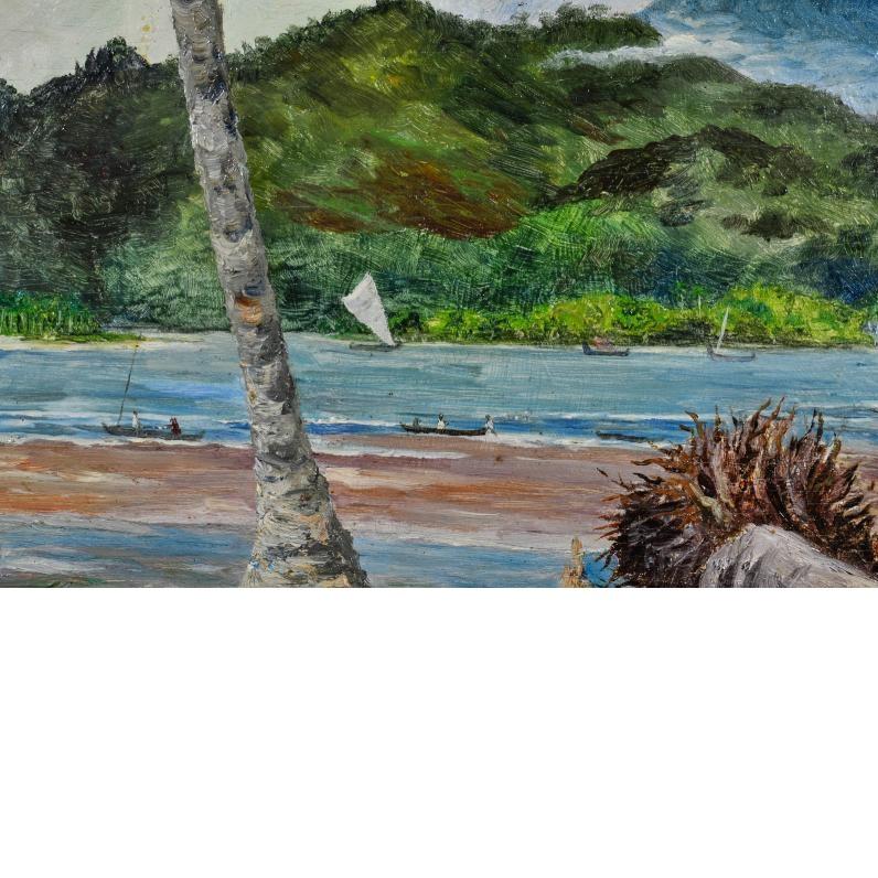 Peinture ancienne# Indonésie Sumatra Telukbetung 1931 Signature de l'artiste Bandar Lampung en vente 8