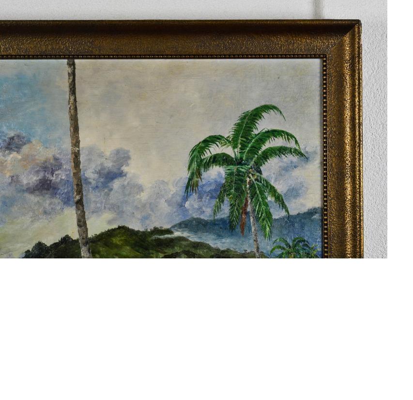 Peint à la main Peinture ancienne# Indonésie Sumatra Telukbetung 1931 Signature de l'artiste Bandar Lampung en vente
