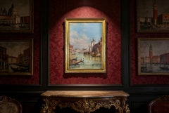 Peinture ancienne La Dogana Venise Alfred Pollentine 19ème siècle
