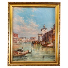 Dipinto antico La Dogana Venezia Alfred Pollentine XIX secolo