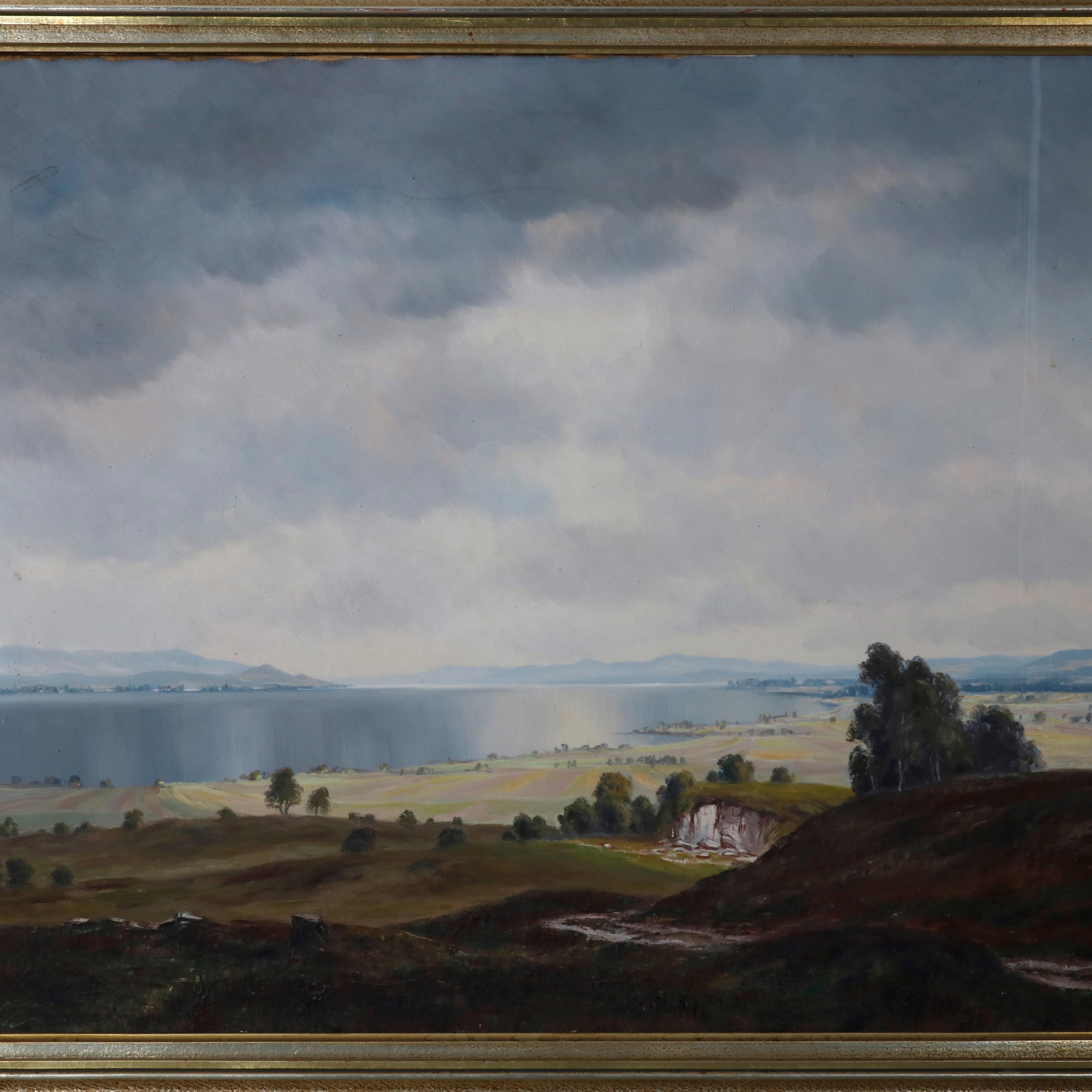Painting, Landscape Oil on Canvas, Manner of Hudson River School, circa 1930 9