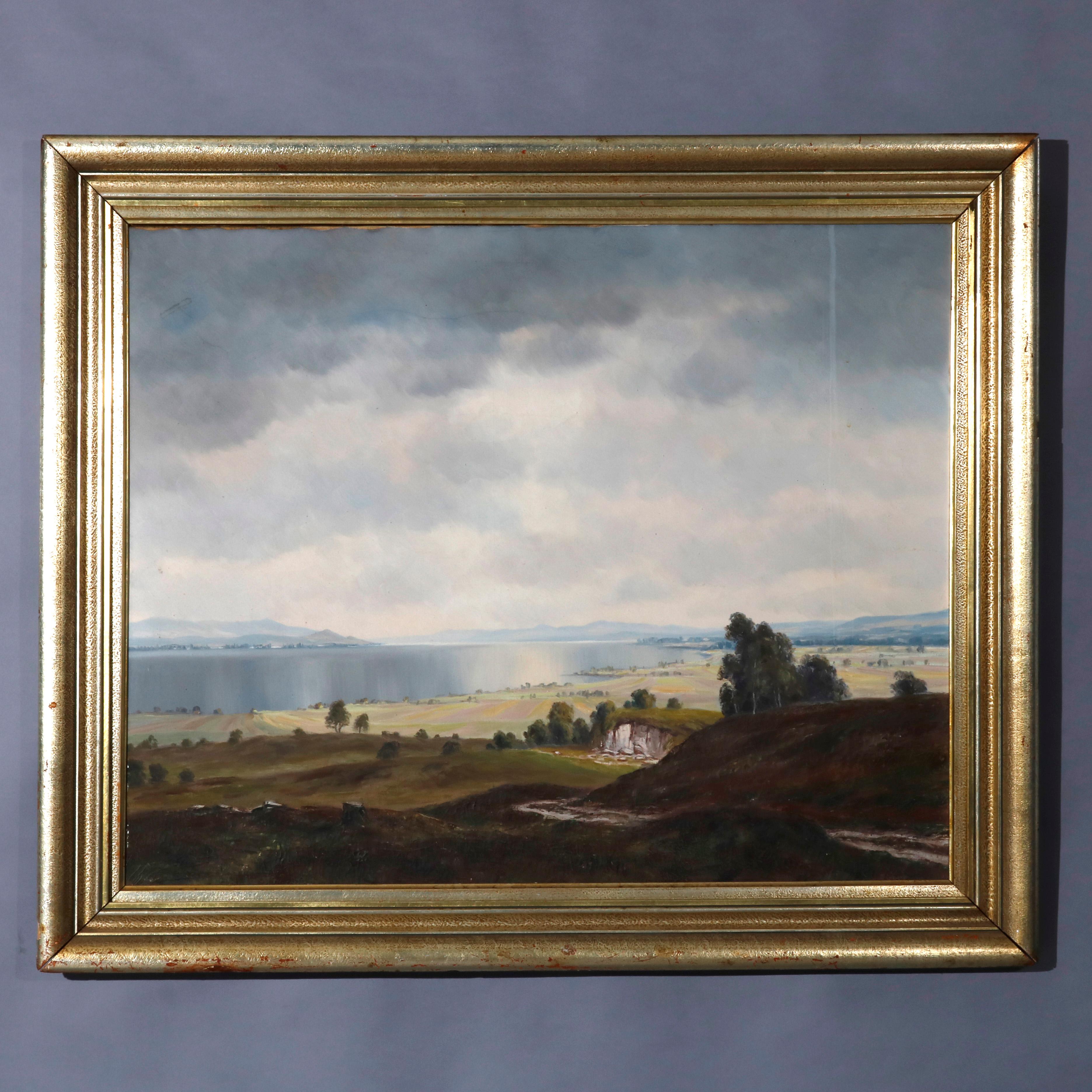 Painting, Landscape Oil on Canvas, Manner of Hudson River School, circa 1930 3