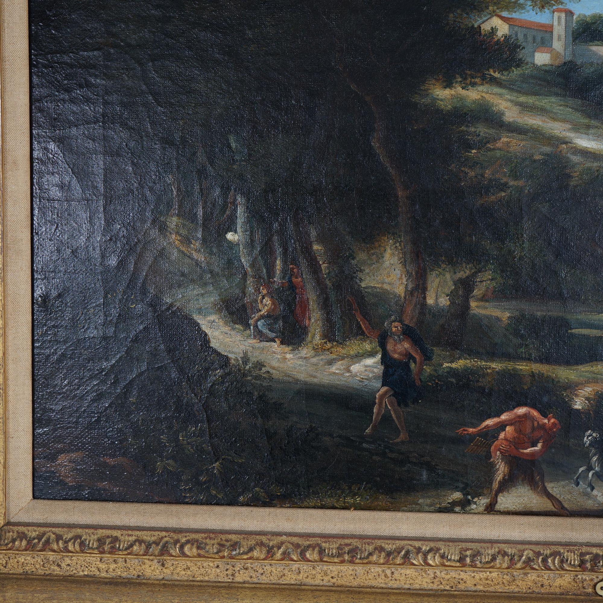 Antique Painting, Landscape with Figures by George L. Brown, 19th C 5