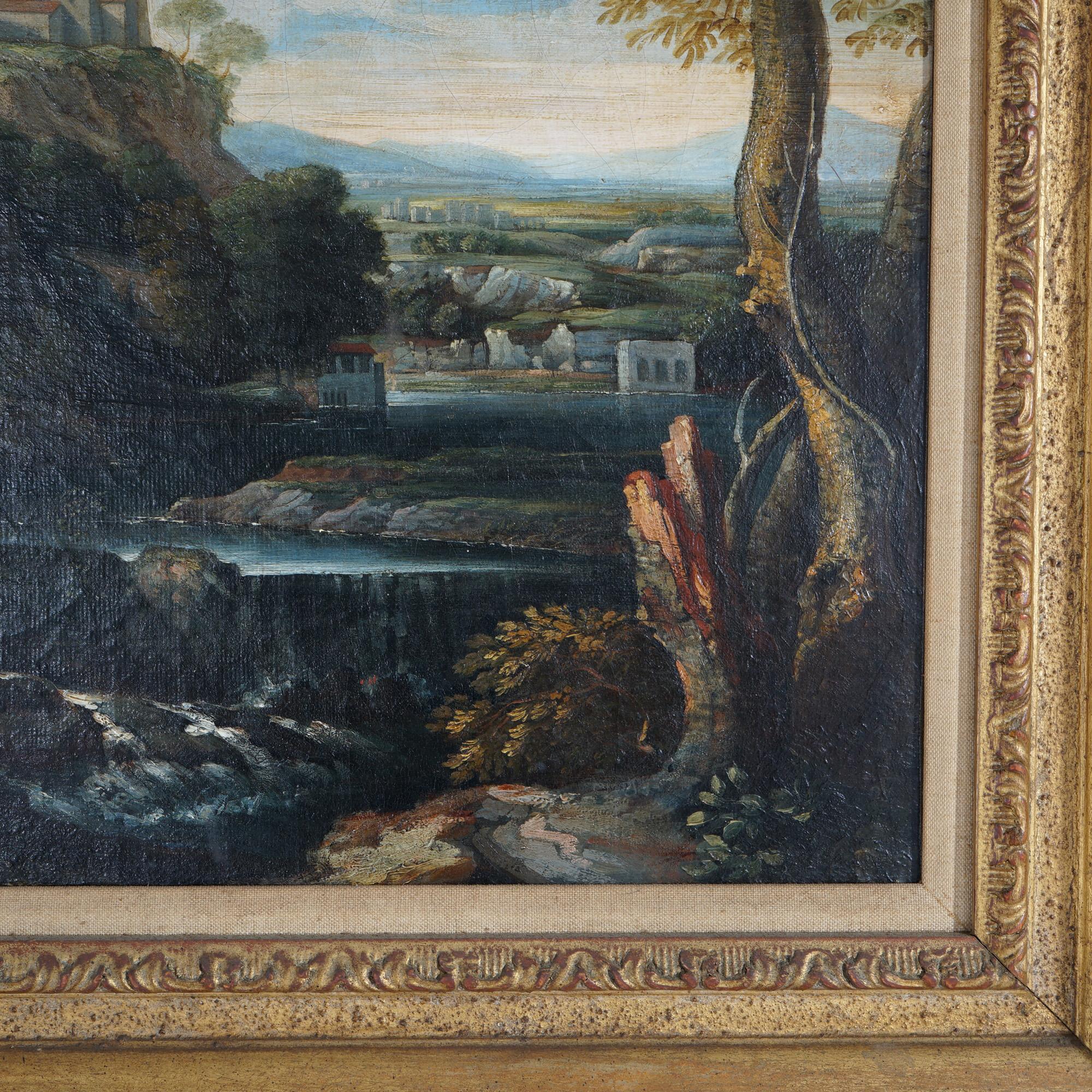 Antique Painting, Landscape with Figures by George L. Brown, 19th C 6