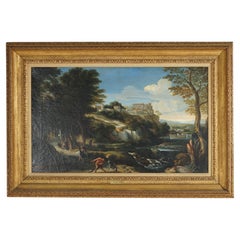 Antique Painting, Landscape with Figures by George L. Brown, 19th C