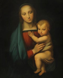 Antique Painting Madonna & Child 'Paoletti and Ferretti' 19th Century