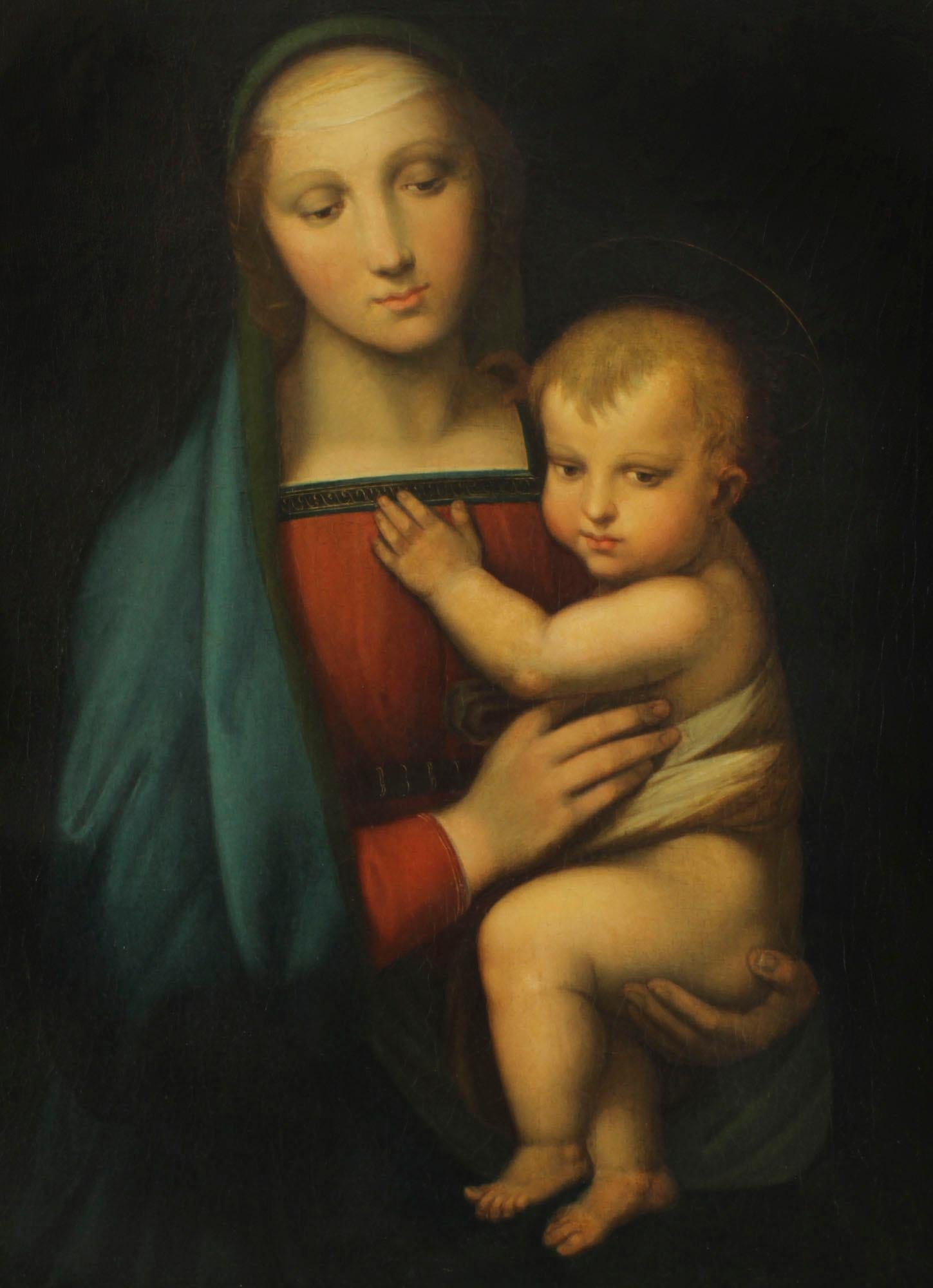 Antique Painting Madonna & Child 'Paoletti and Ferretti' 19th Century In Good Condition For Sale In London, GB
