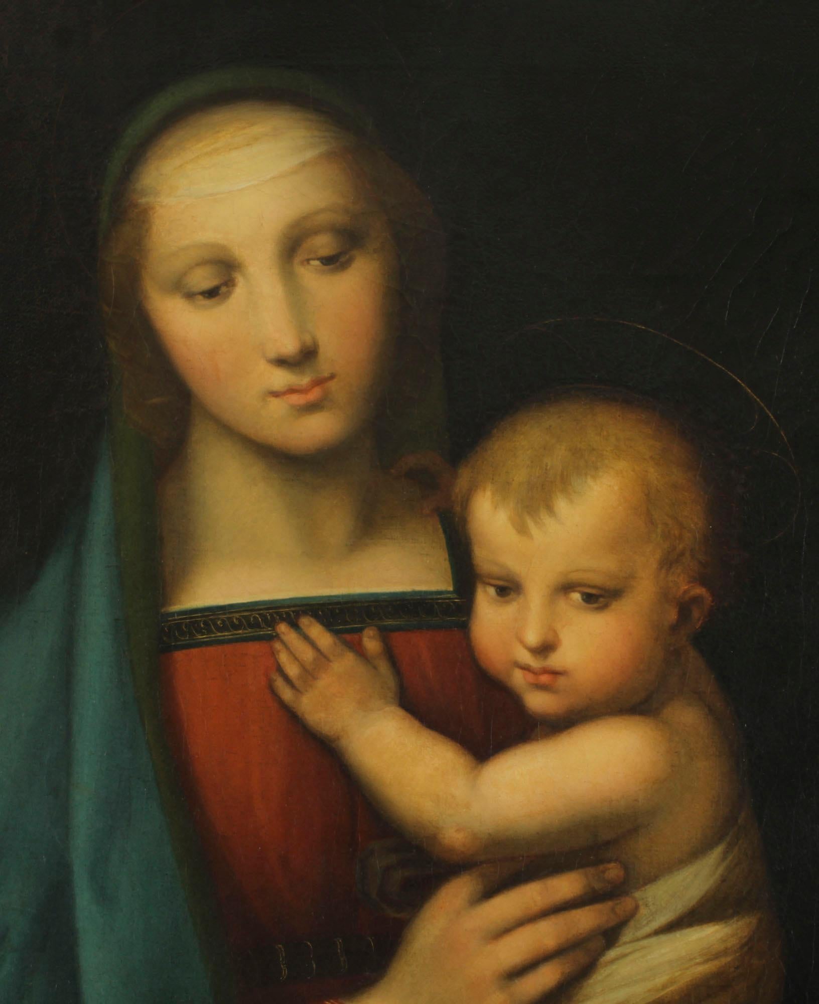 Giltwood Antique Painting Madonna & Child 'Paoletti and Ferretti' 19th Century For Sale