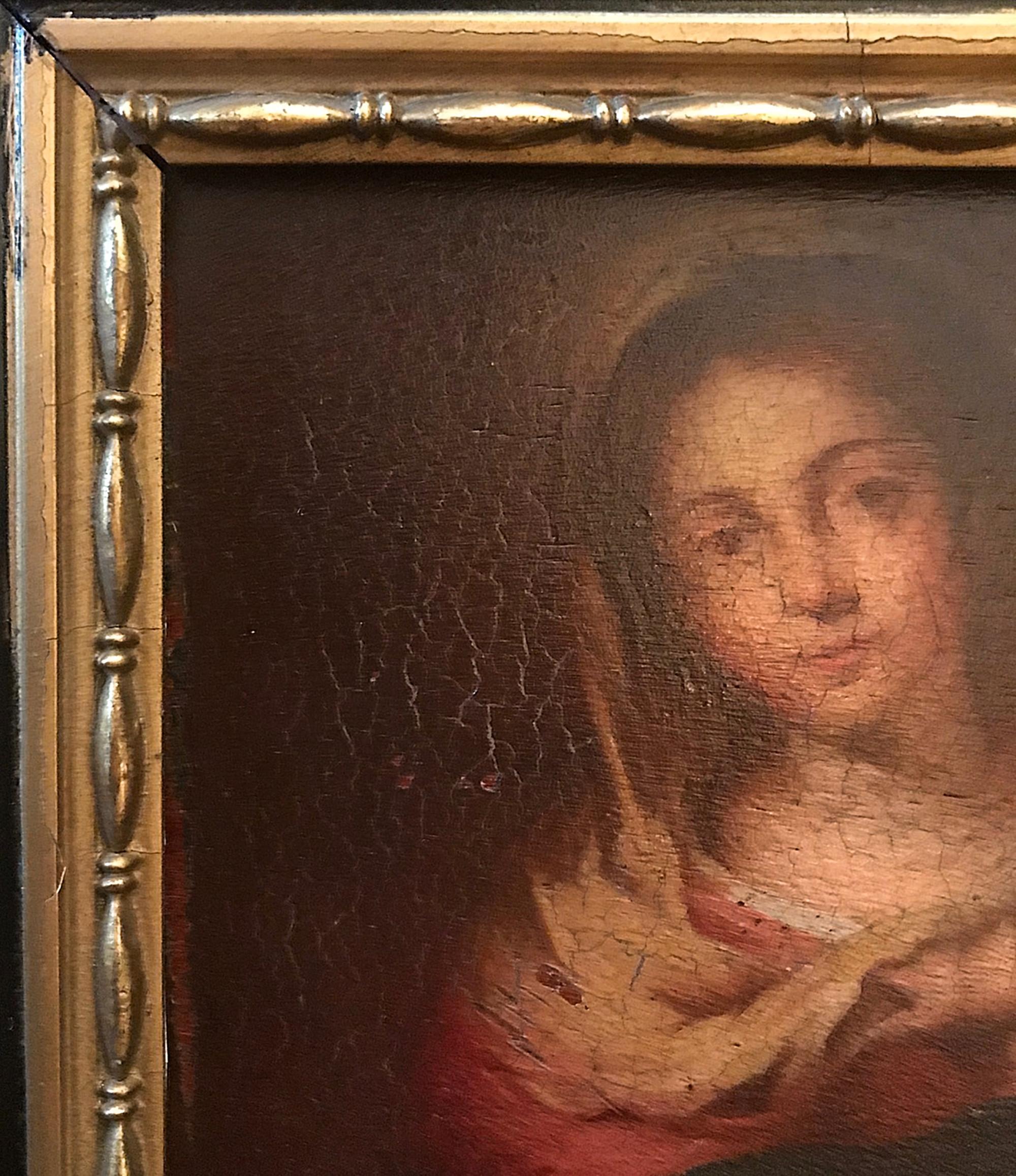 Baroque Antique Painting “Madonna with a Napkin” after Bartolome Esteban Murillo, 1666 For Sale