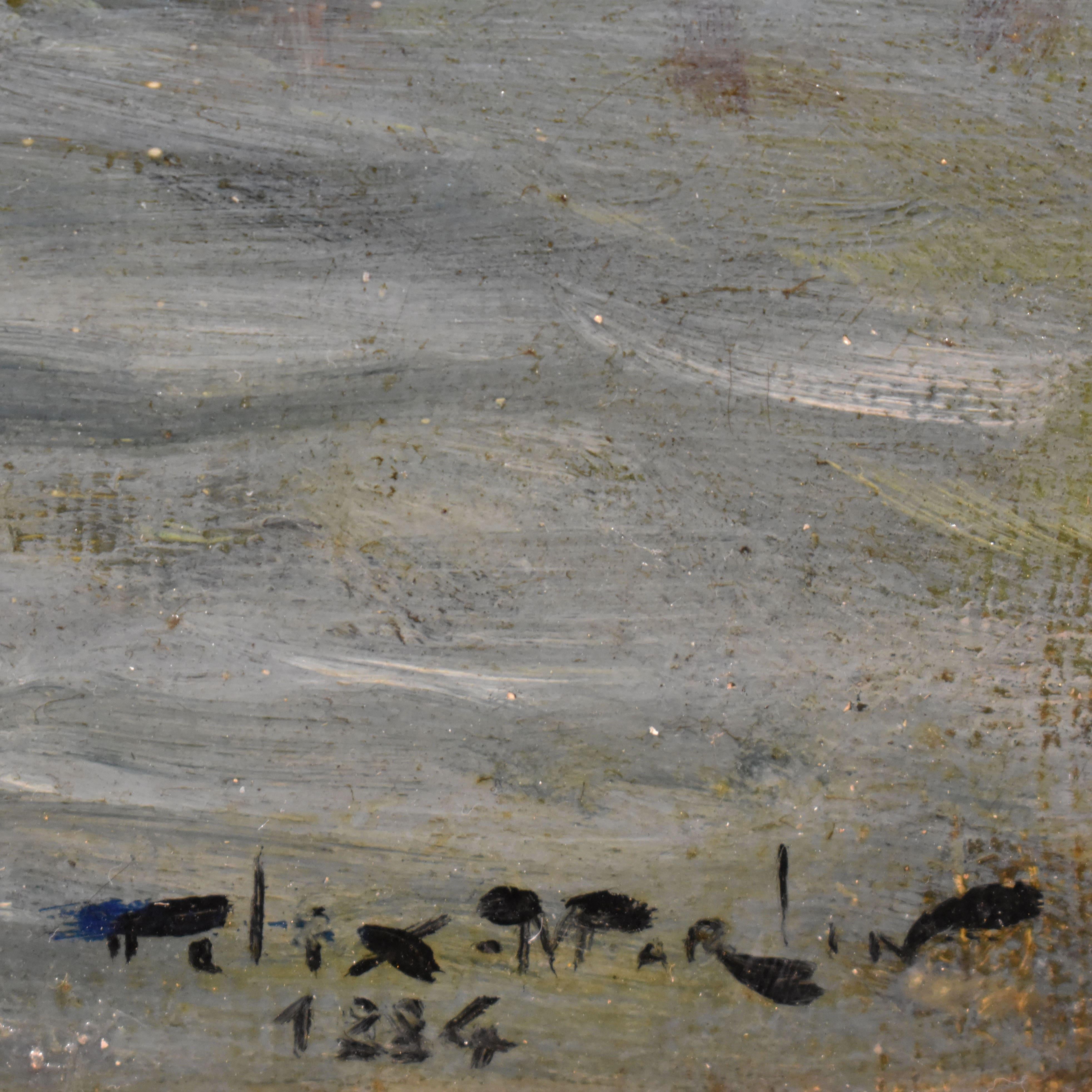 Napoléon III Peinture ancienne, peinture marine, falaise rocheuse, peinture de paysage marin. en vente