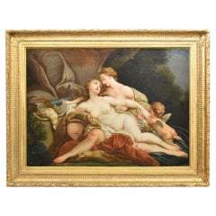Antique Painting, Mythology Painting with Diana, Oil on Canvas, 18th Century