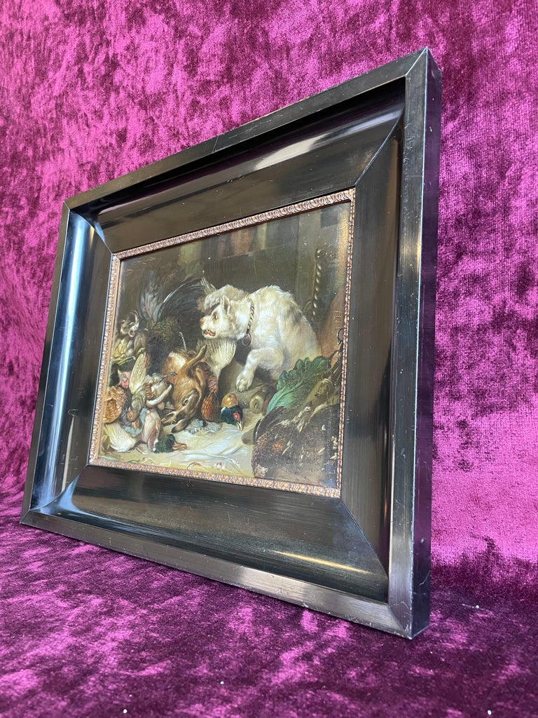 Mid 19th century, oil painting in black laquered wooden frame.

One of the most difficult things in interior design, we feel, is decorating the walls. We are no specialist in selling antique paintings, but whenever we get a chance to purchase a