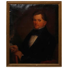 Antique Painting, Oil on Canvas Portrait of Gentleman, circa 1870