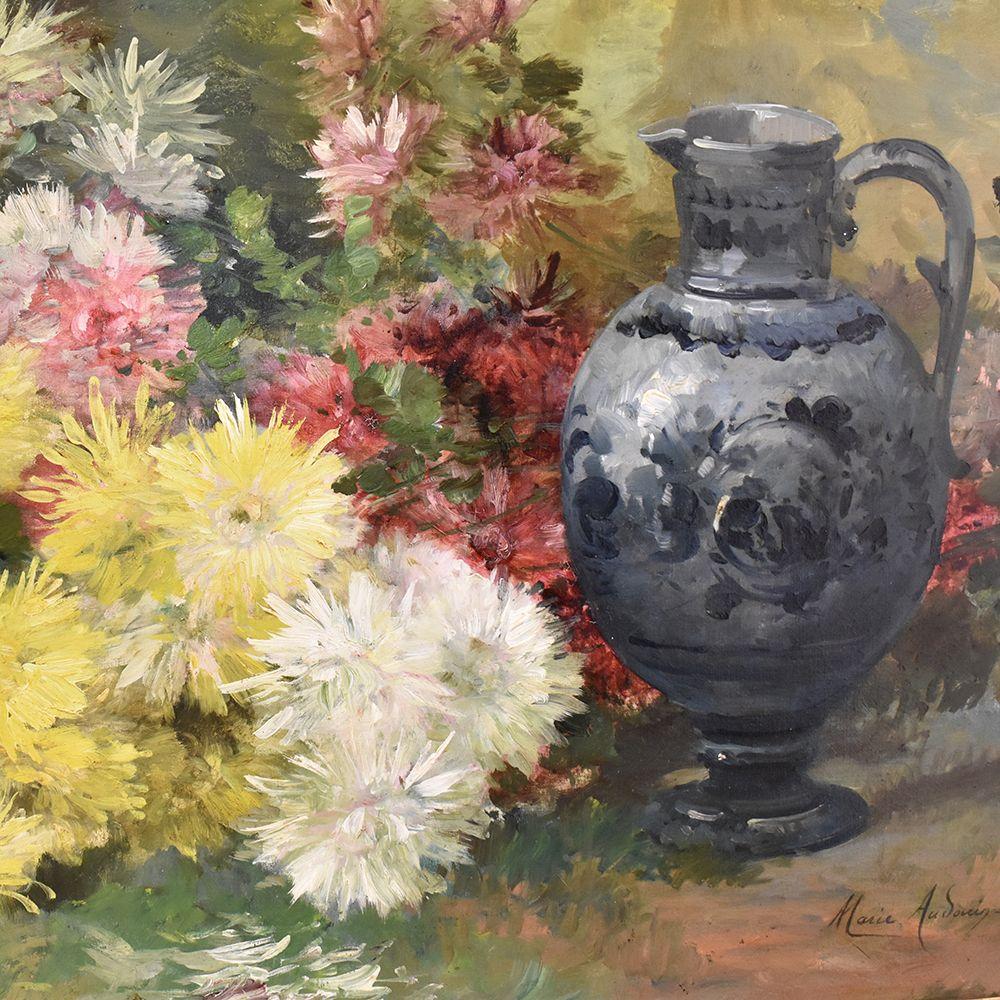 Napoleon III Antique Painting, Oil Painting Flowers, Vase of Flowers Painting, XIX Century For Sale