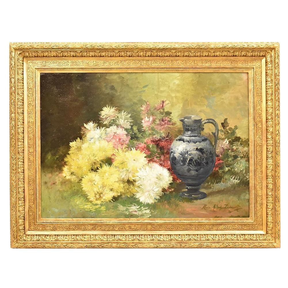 Antique Painting, Oil Painting Flowers, Vase of Flowers Painting, XIX Century