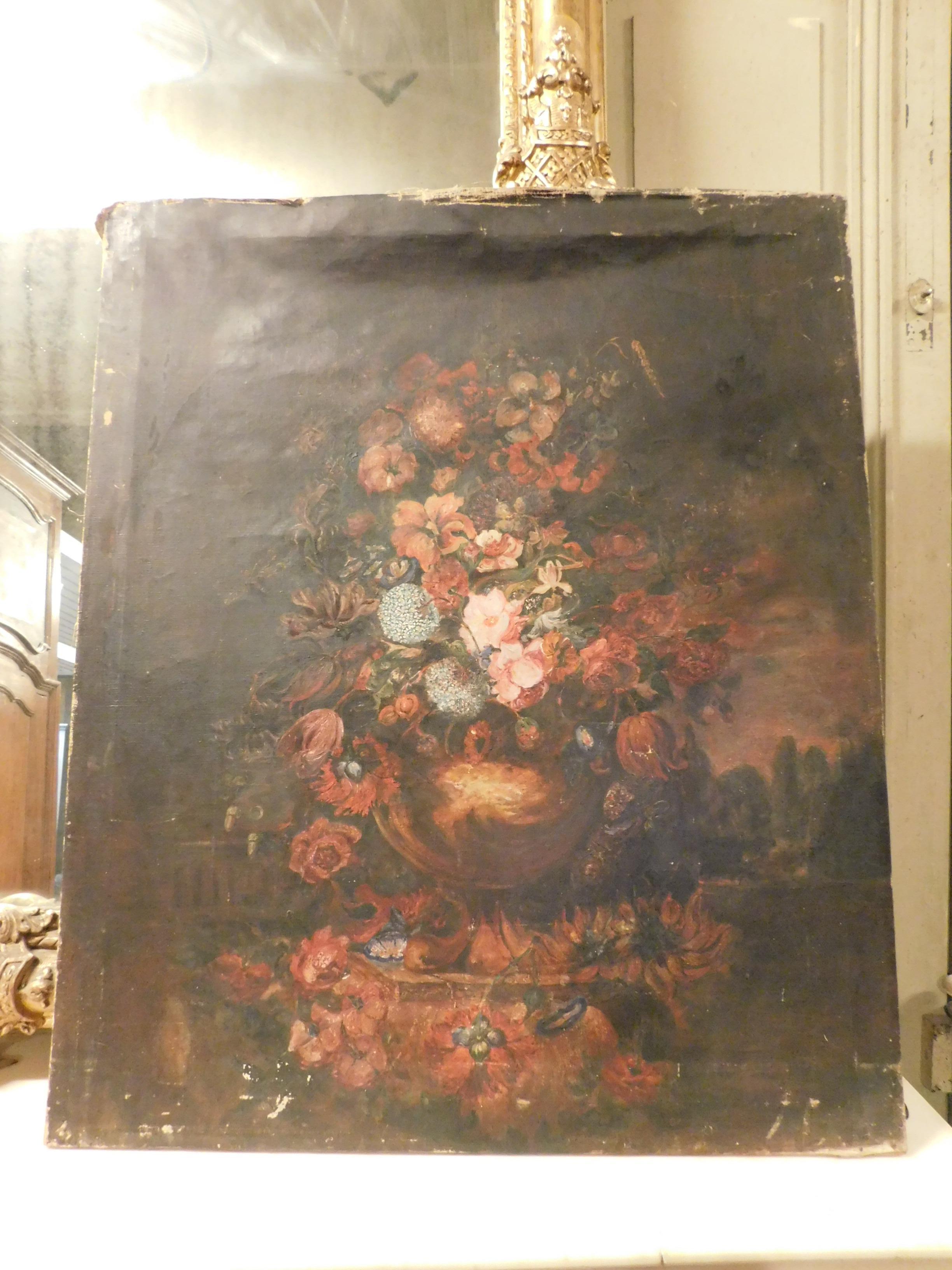 black floral painting