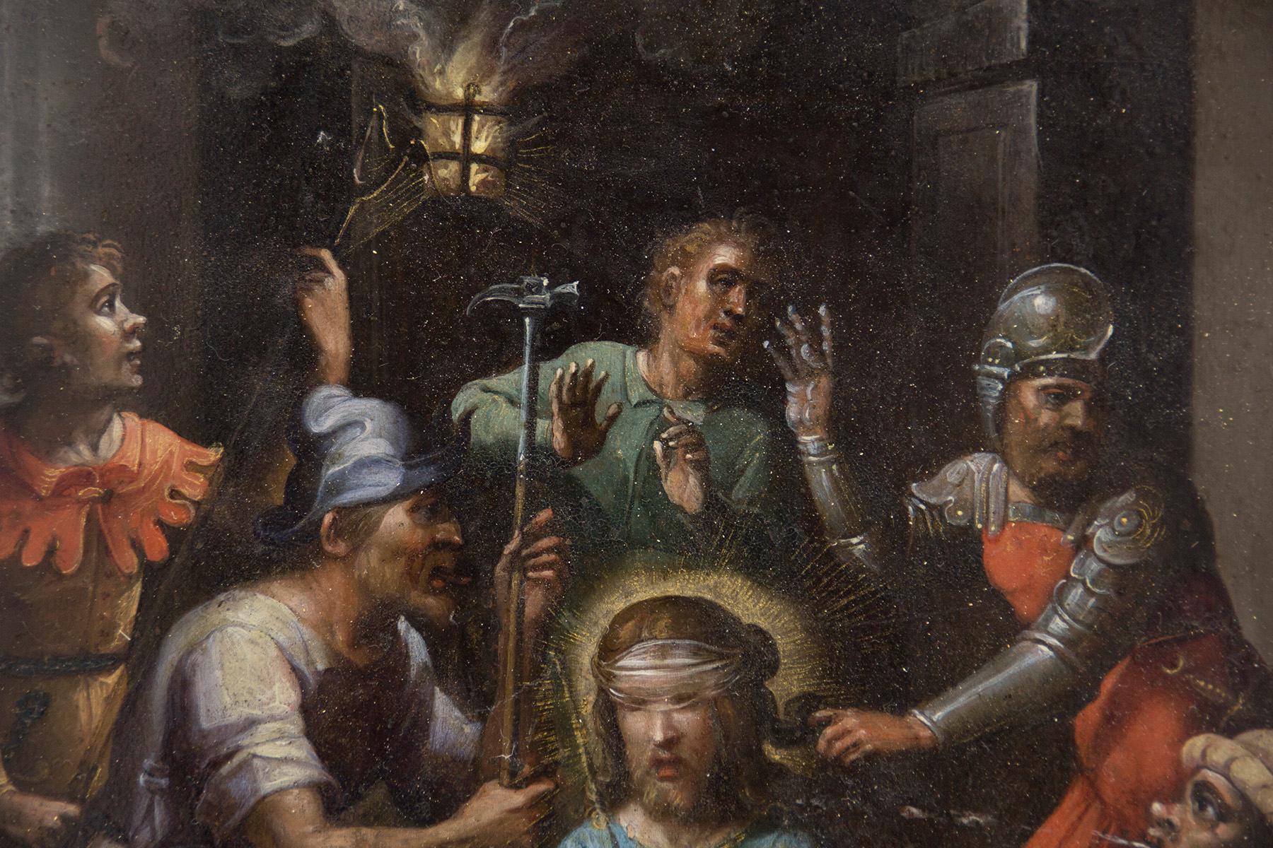 Antikes Gemälde auf Kupfer, „Die Missbrauch Christi“ im Angebot 5