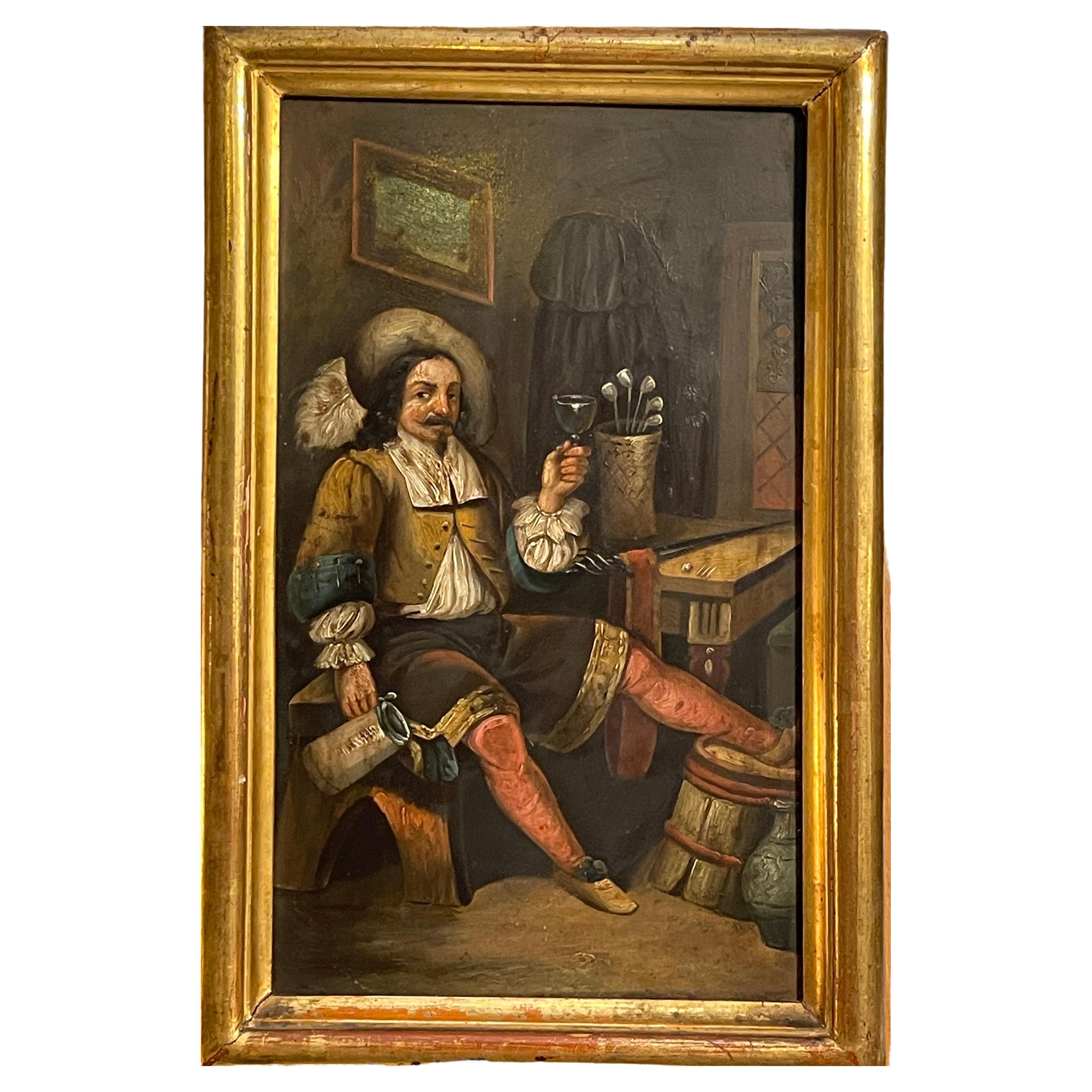 Antique painting on metal, 18th century, Flemish