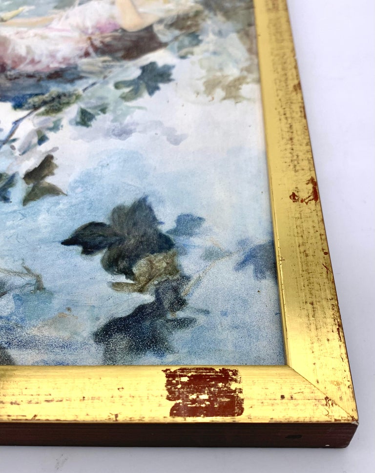 Antique Painting on Porcelainb Flora Dreaming Maiden Be My Valentne For