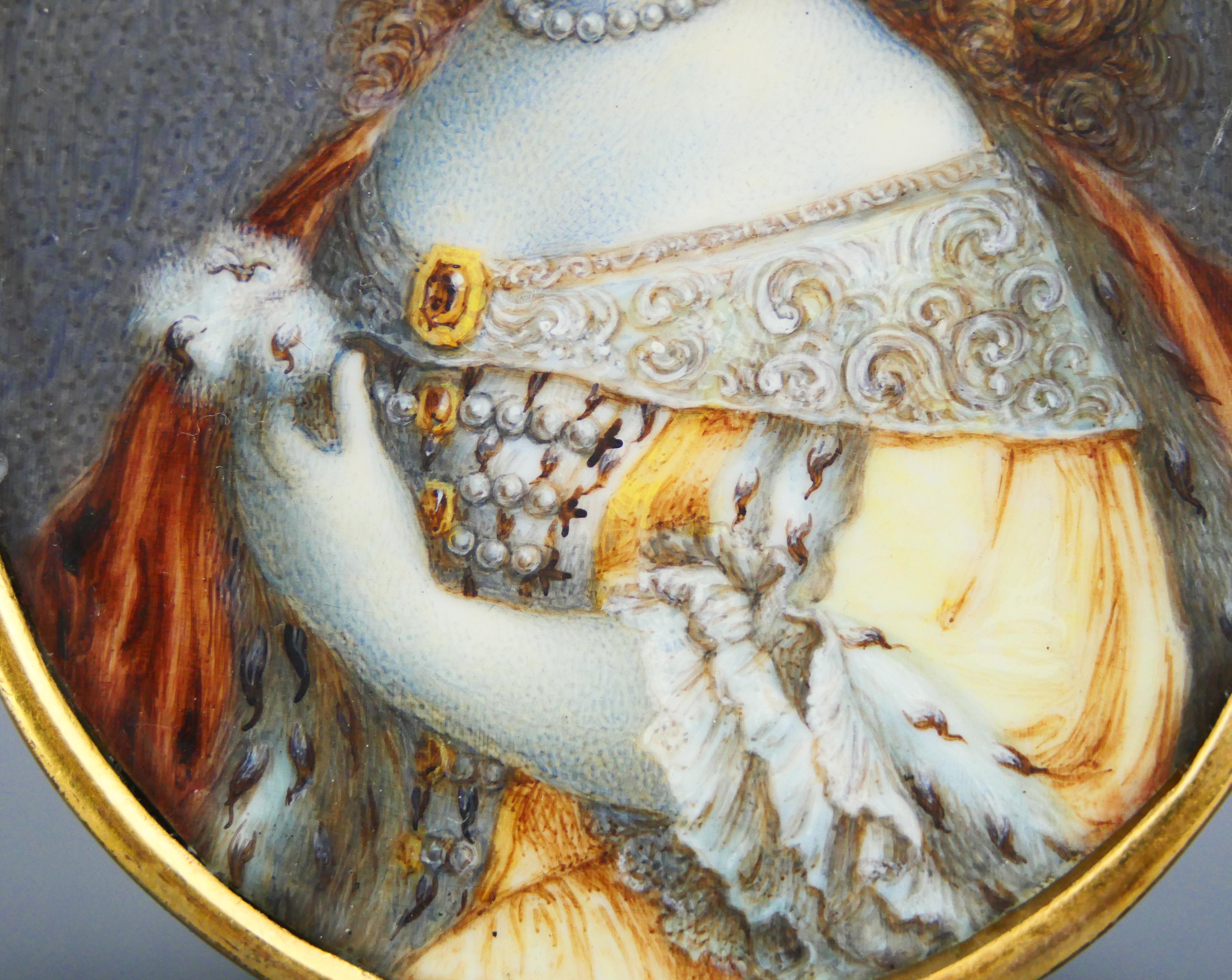 Gilt Antique Painting Portrait of Dona Maria I the Mad of Portugal and Brazil For Sale