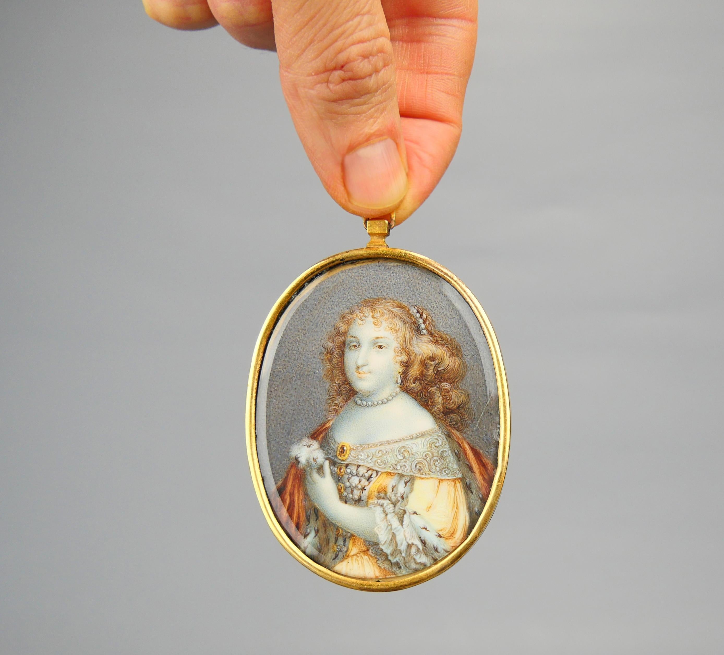Late 19th Century Antique Painting Portrait of Dona Maria I the Mad of Portugal and Brazil For Sale