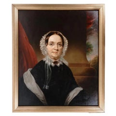 Antique Painting Portrait of Old Woman in Glasses