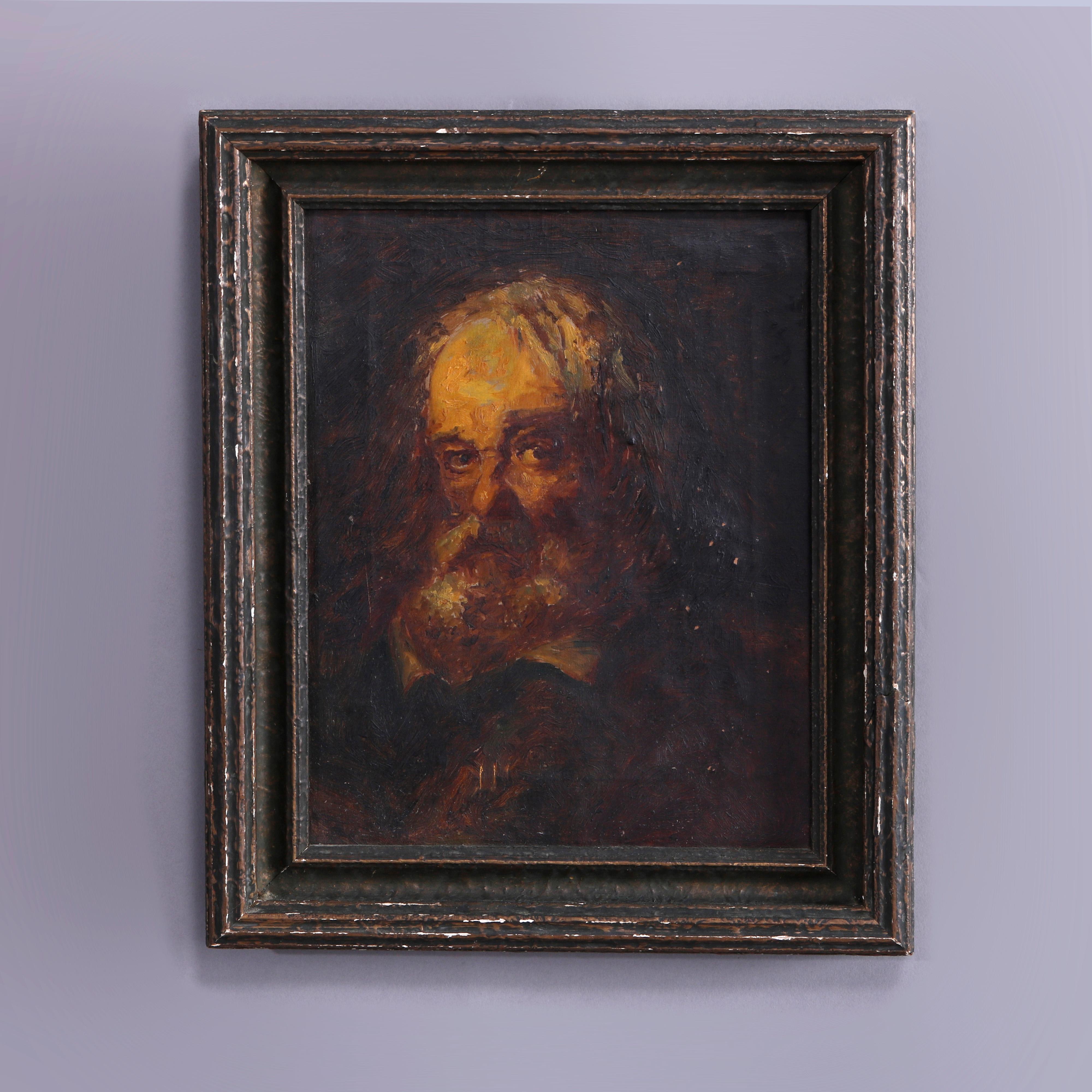 An antique painting offers oil on canvas portrait of a man, 