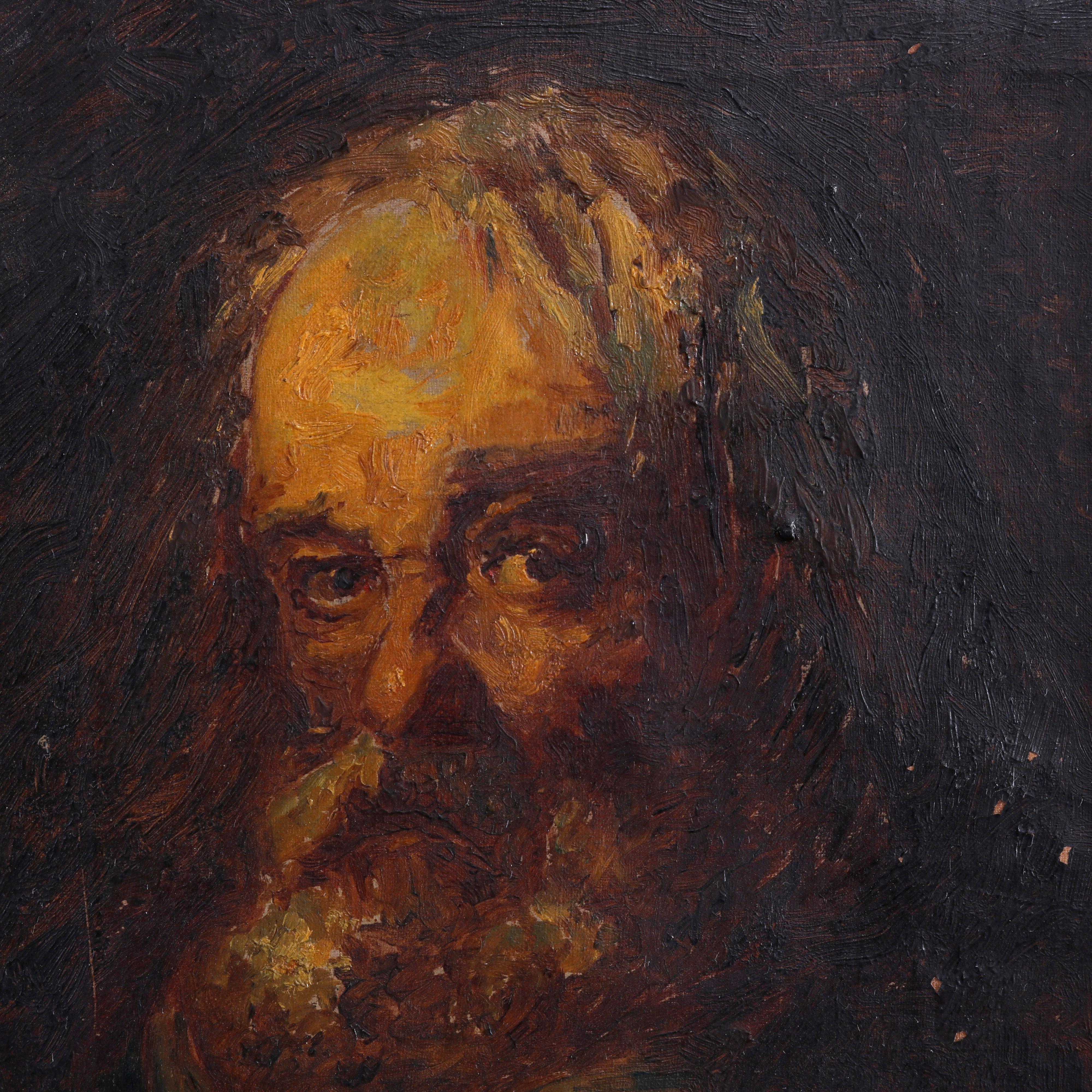 Italian Antique Painting, Portrait of Rubens, Studio of Professor F.V. Biauchiui, 19thC