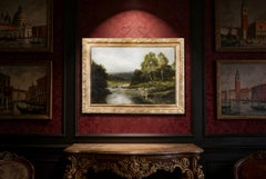 Antique Painting Rural Landscape William Langley 19th Century