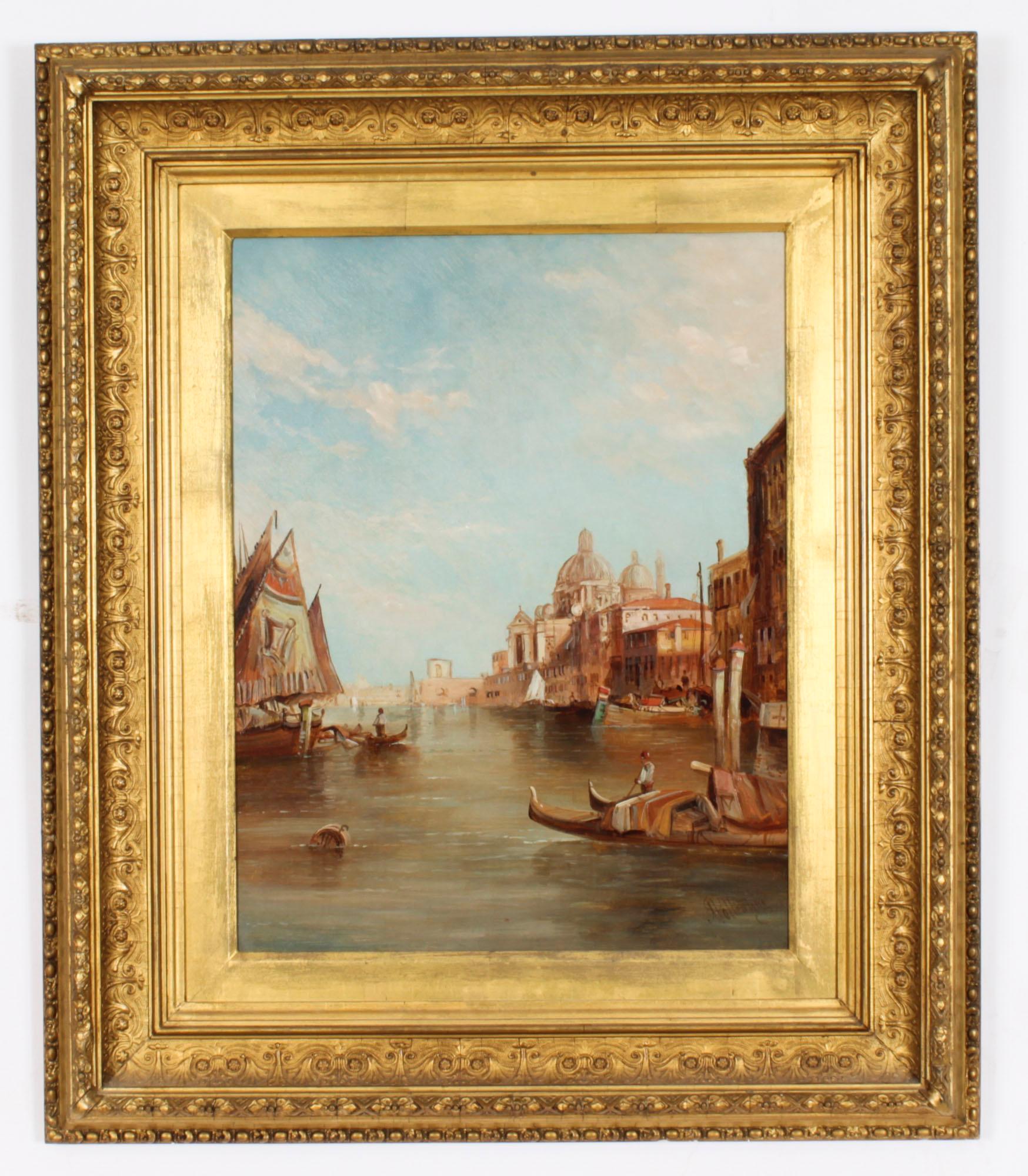 Antique Painting Santa Maria della Salute Venice Alfred Pollentine 19th Century For Sale 6